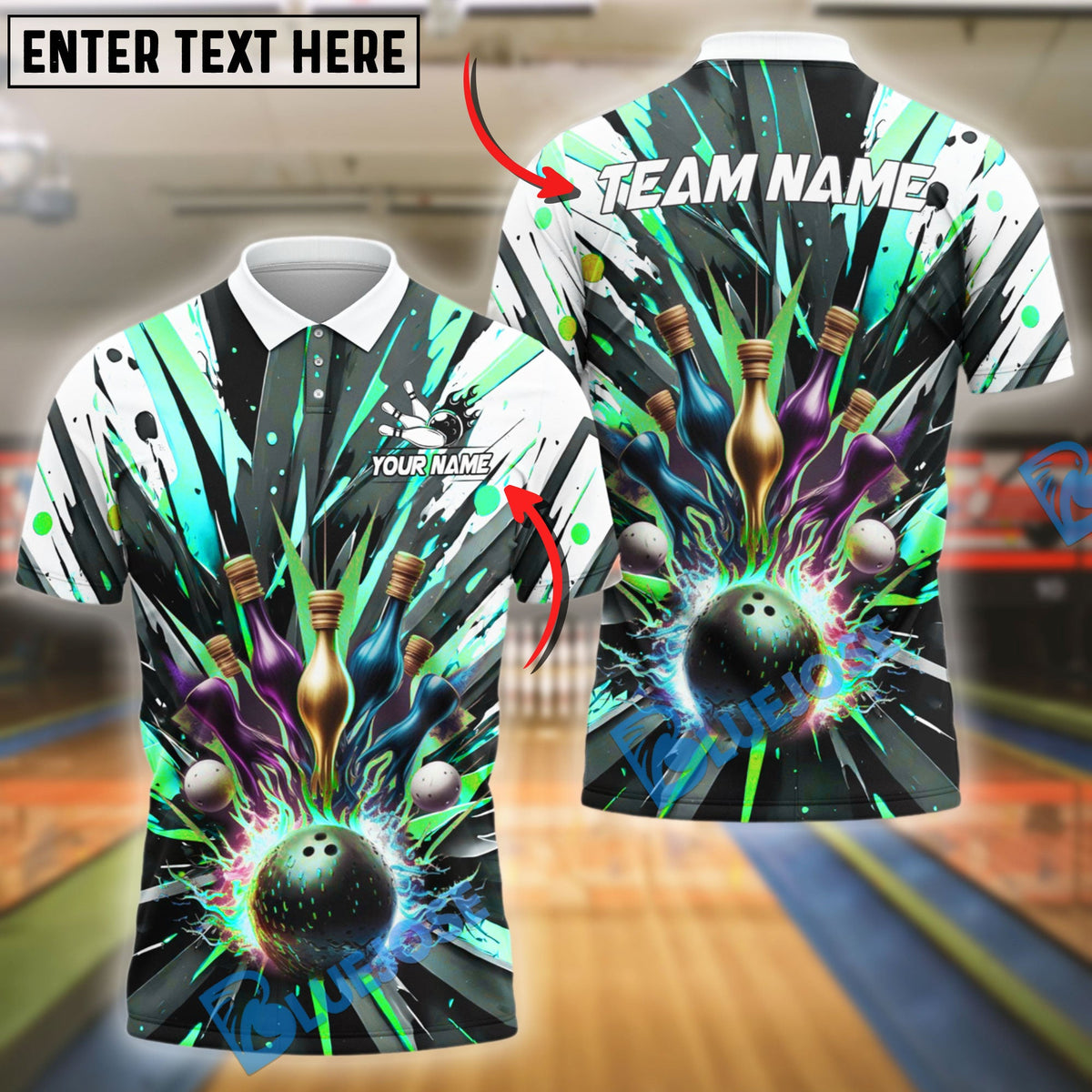 BlueJose Bowling And Pins Magic Bottle Customized Name 3D Shirt (4 Colors)