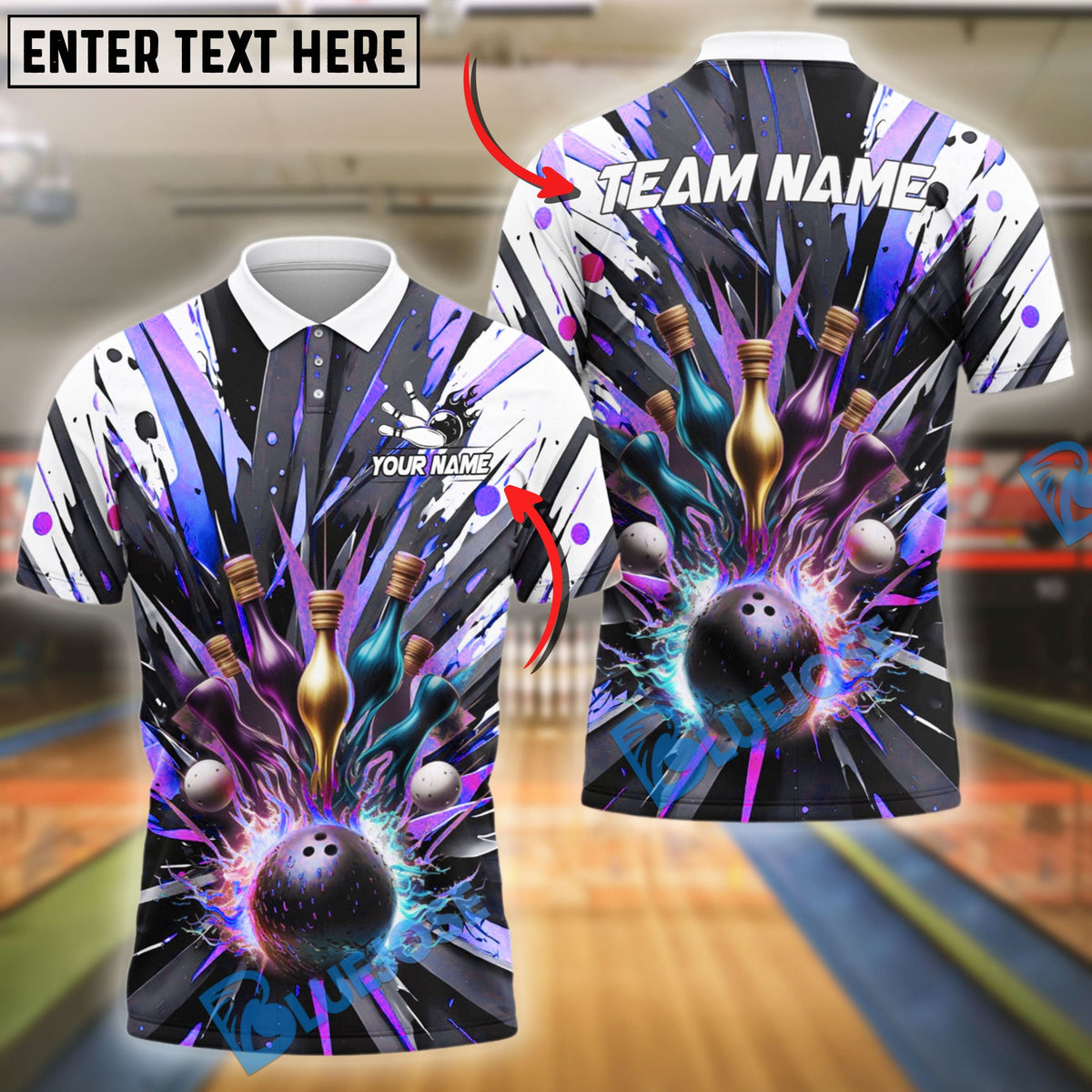 BlueJose Bowling And Pins Magic Bottle Customized Name 3D Shirt (4 Colors)