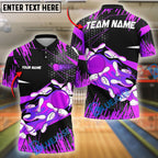 BlueJose Bowling And Pins Golden Blast Customized Name 3D Shirt (4 Colors)