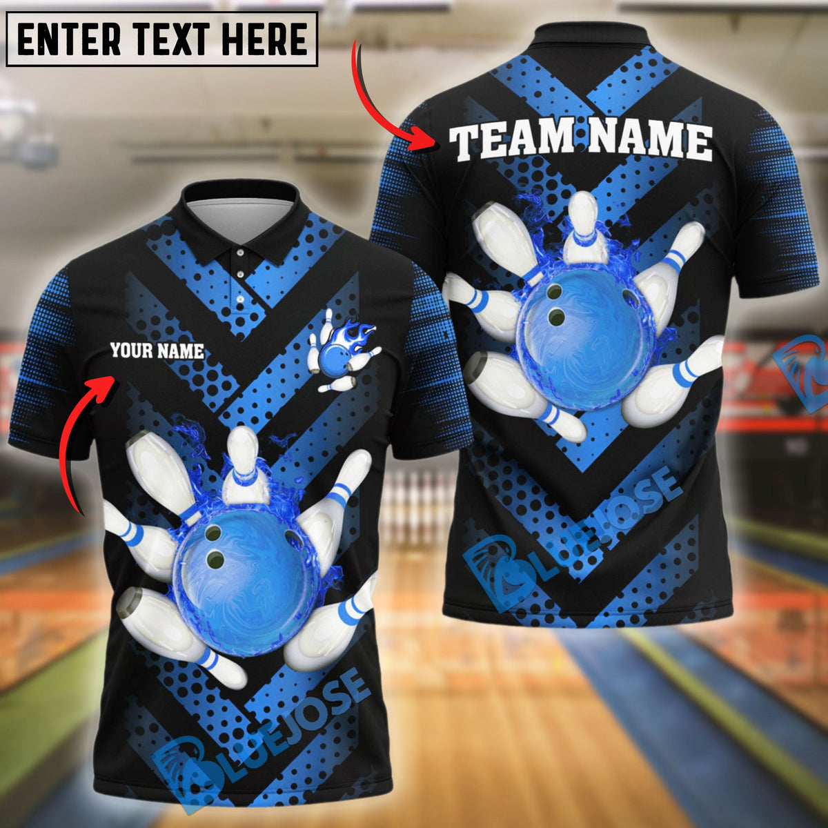 BlueJose Bowling And Pins Chevron Blaze Customized Name 3D Shirt (4 Colors)