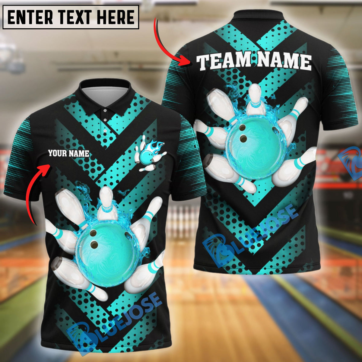 BlueJose Bowling And Pins Chevron Blaze Customized Name 3D Shirt (4 Colors)