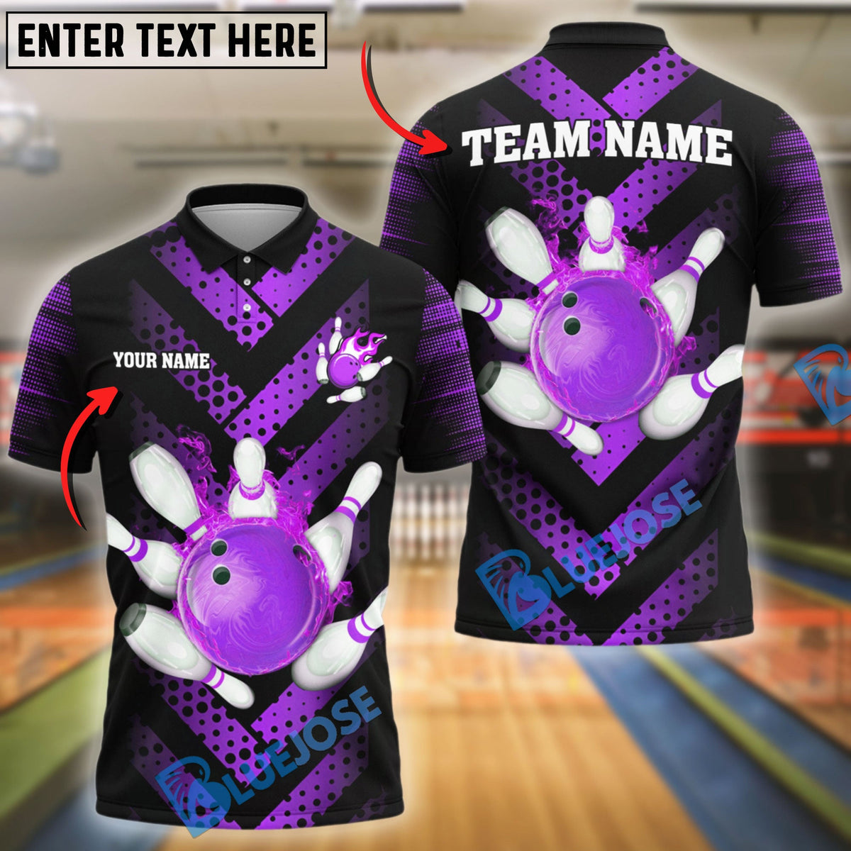 BlueJose Bowling And Pins Chevron Blaze Customized Name 3D Shirt (4 Colors)