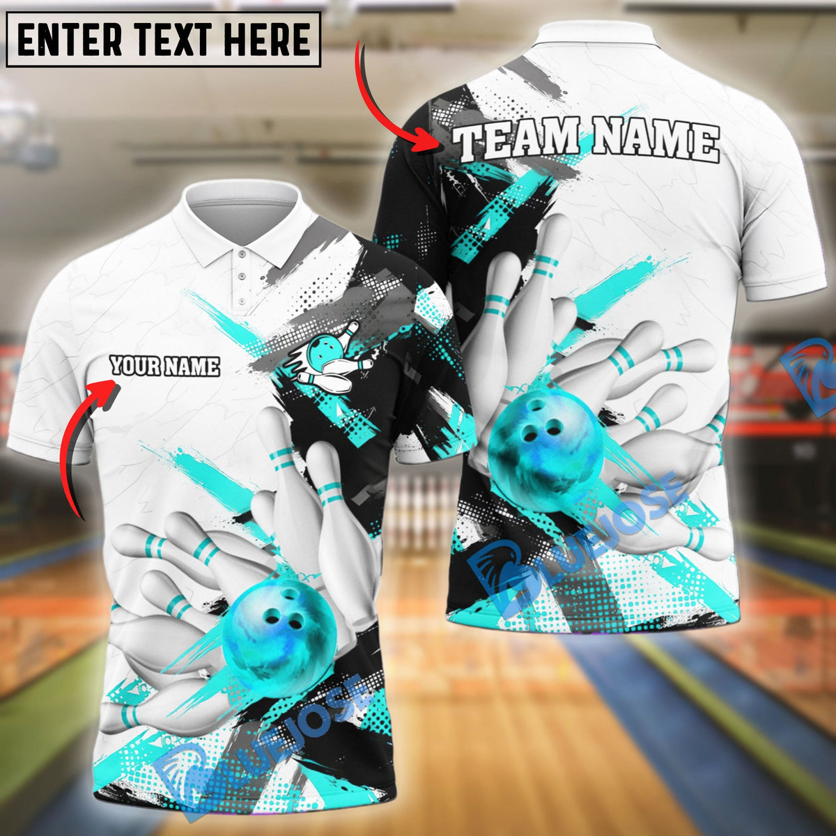 BlueJose Bowling And Pins White Chaos Customized Name 3D Shirt (4 Colors)