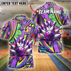 BlueJose Bowling And Pins Graffiti Boom Customized Name 3D Shirt (4 Colors)