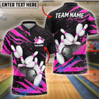 BlueJose Bowling And Pins Flash Customized Name 3D Shirt (6 Colors)