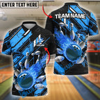 BlueJose Bowling And Pins Fireball Impact Customized Name 3D Shirt (4 Colors)