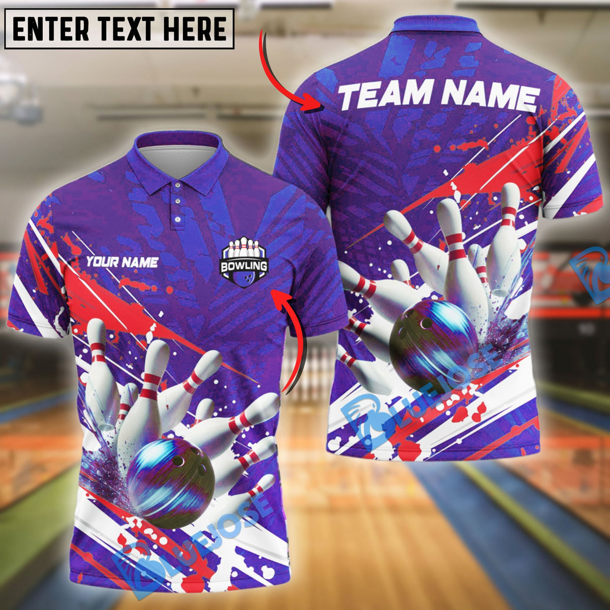 BlueJose Bowling And Pins Patriot Strike Customized Name 3D Shirt (4 Colors)