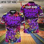 BlueJose Bowling And Pins Graffiti Colorful Bunny Customized Name, Team Name 3D Shirt (4 Colors)