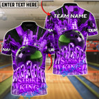 BlueJose Bowling & Pins Golden Strike King Customized Name, Team Name 3D Shirt (6 Colors)