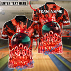 BlueJose Bowling & Pins Golden Strike King Customized Name, Team Name 3D Shirt (6 Colors)