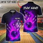 BlueJose Bowling And Pins Flaming Pins and Ball 2 Customized Name, Team Name 3D Shirt (4 Colors)