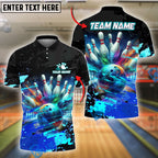 BlueJose Bowling And Pins Graffiti Art Customized Name, Team Name 3D Shirt (4 Colors)