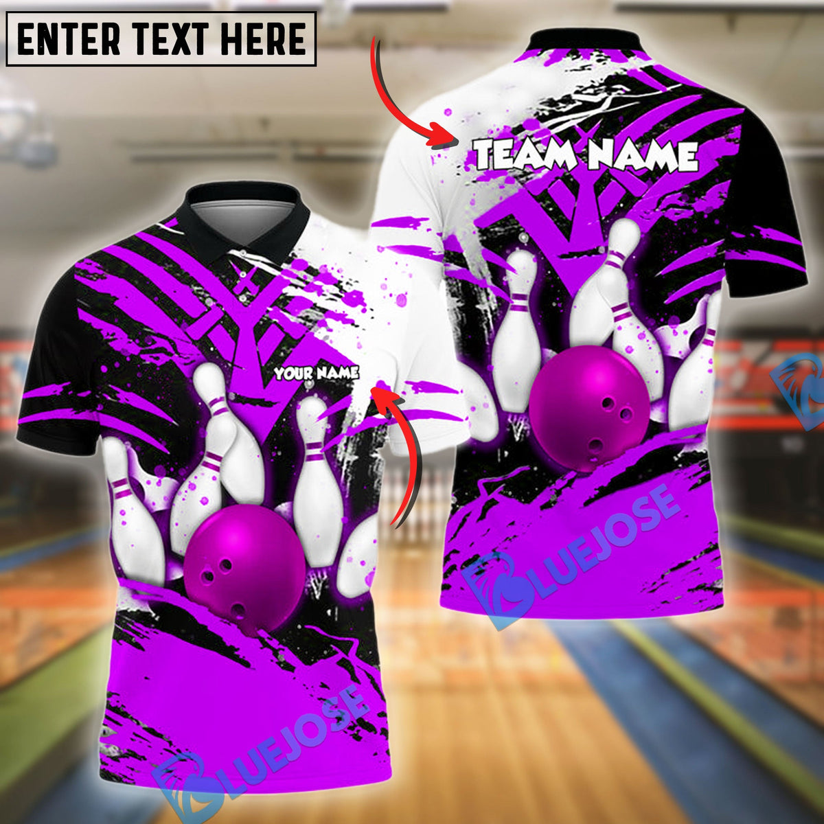 BlueJose Bowling And Pins Strike Art Customized Name, Team Name 3D Shirt (4 Colors)
