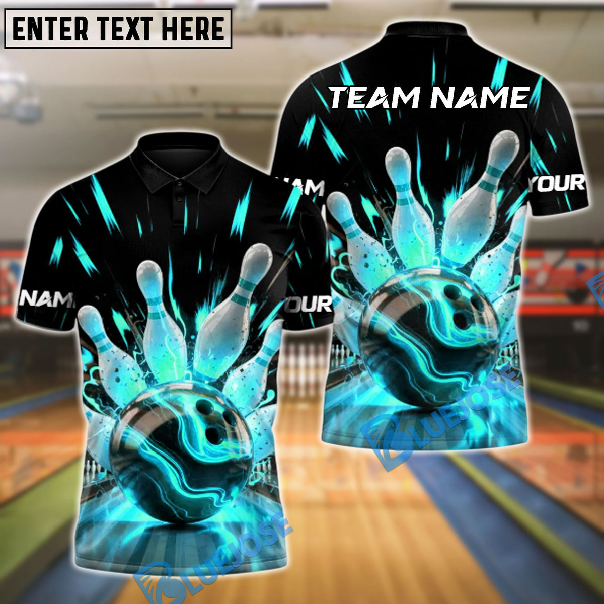 BlueJose Bowling And Pins Thunder Roll Customized Name, Team Name 3D Shirt (4 Colors)