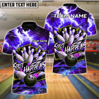 BlueJose Bowling And Pins Thunder Split Happens Customized Name, Team Name 3D Shirt (4 Colors)
