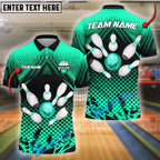 BlueJose Bowling And Pins Net Strike Customized Name, Team Name 3D Shirt (4 Colors)
