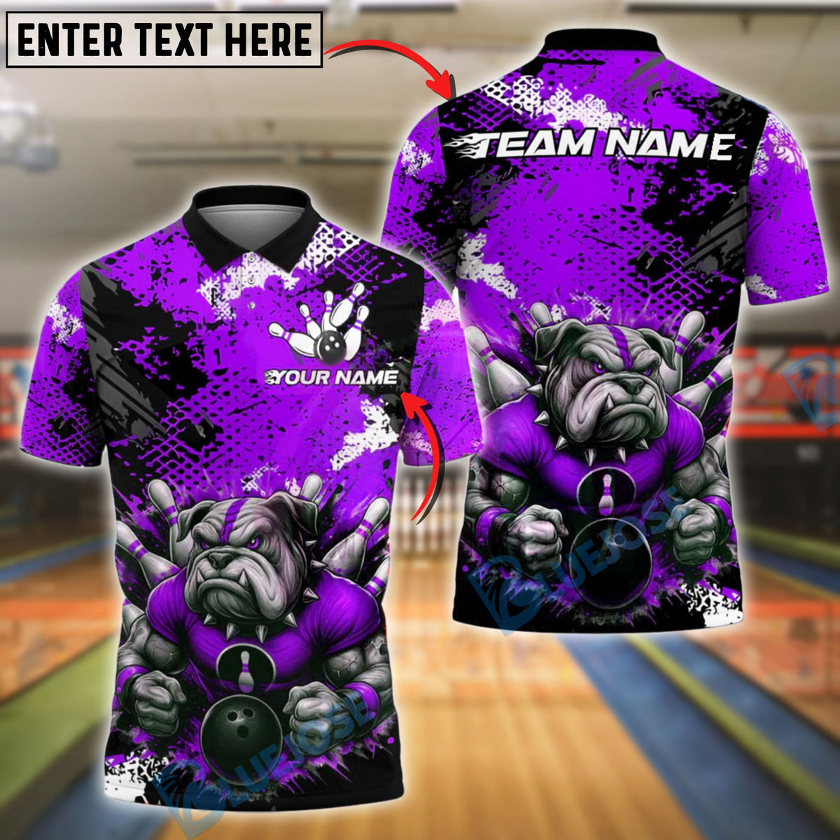 BlueJose Bowling Angry Bulldog Graffiti Customized Name, Team Name 3D Shirt (4 Colors)