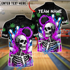 BlueJose Bowling And Pins High Rollers Skull 420 Customized Name, Team Name 3D Shirt (4 Colors)