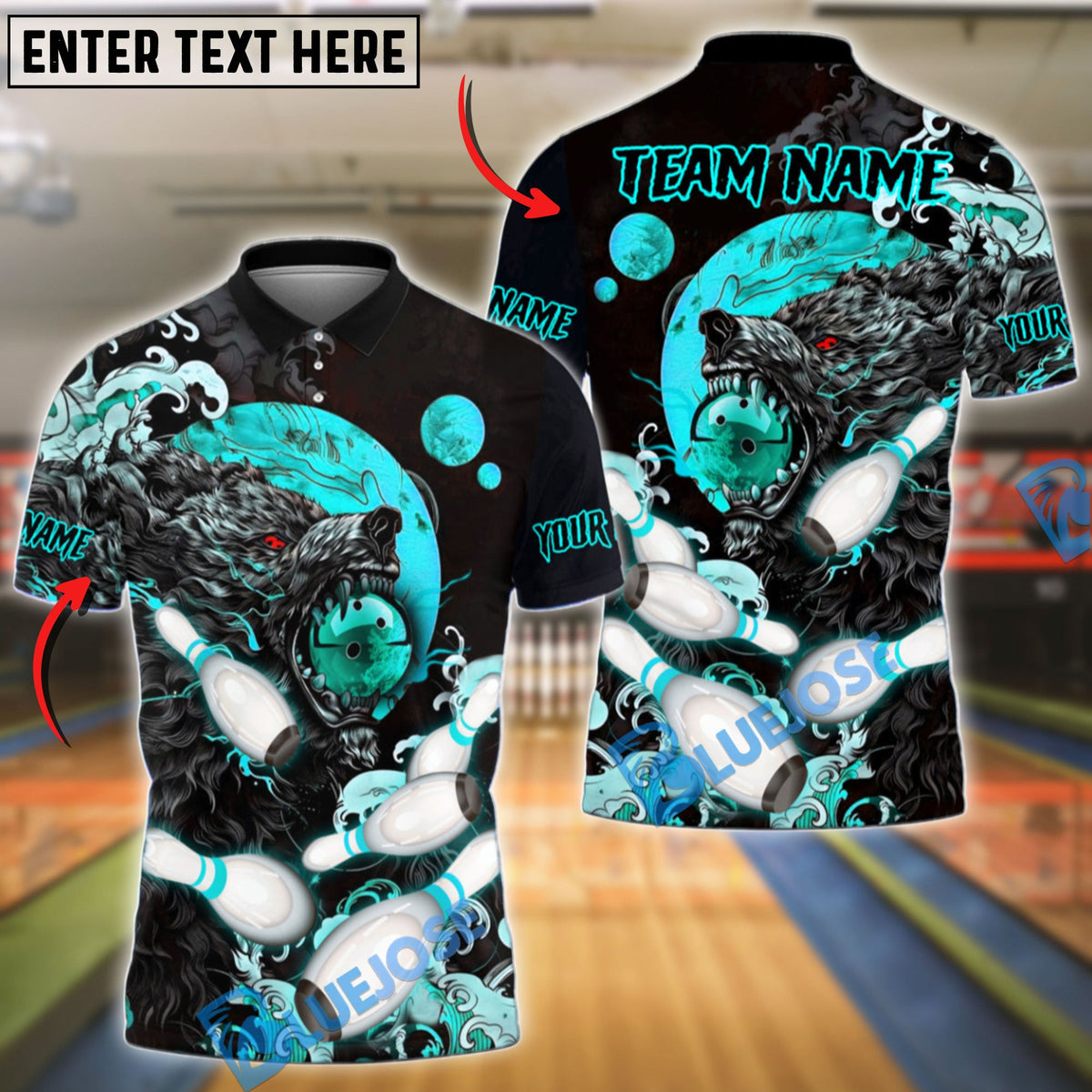 BlueJose Bowling And Pins Monster Moon Customized Name, Team Name 3D Shirt (4 Colors)