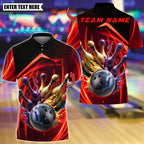 BlueJose Bowling And Pins Swirl Throw Customized Name, Team Name 3D Shirt (4 Colors)