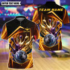 BlueJose Bowling And Pins Swirl Throw Customized Name, Team Name 3D Shirt (4 Colors)
