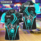 BlueJose Bowling And Pins Water and Smoke Sport Design Customized Name, Team Name 3D Shirt (5 Colors)