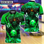 BlueJose Bowling And Pins Flame King Bull Customized Name, Team Name 3D Shirt (4 Colors)