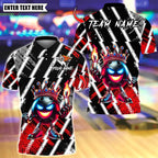 BlueJose Bowling And Pins King Bowling Lightning Black White Flame Crown Customized Name, Team Name 3D Shirt (4 Colors)