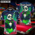 BlueJose Bowling And Pins Panda 420 Smoking Neon Design Customized Name, Team Name 3D Shirt (4 Colors)