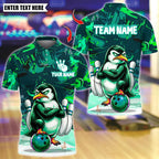 BlueJose Bowling And Pins Grumpy Penguin Customized Name, Team Name 3D Shirt (4 Colors)