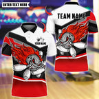 BlueJose Bowling And Pins Flaming Angry Bowling Design Customized Name, Team Name 3D Shirt (4 Colors)