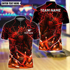 BlueJose Bowling And Pins Oni Samurai Warrior Customized Name, Team Name 3D Shirt (4 Colors)