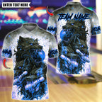 BlueJose Bowling And Pins Angry Wolf Dripping Blood Customized Name, Team Name 3D Shirt (4 Colors)