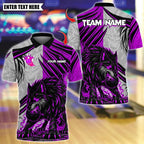 BlueJose Bowling And Pins Flame Wolf Dark Scratch Customized Name, Team Name 3D Shirt (4 Colors)