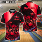 BlueJose Bowling Ball & Pins Golden Eagle Roar Customized Name, Team Name 3D Shirt (4 Colors)