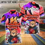 BlueJose Graffiti Bowling Shirt Angry Bear Cartoon Style Customized Name, Team Name 3D Shirt (4 Colors)