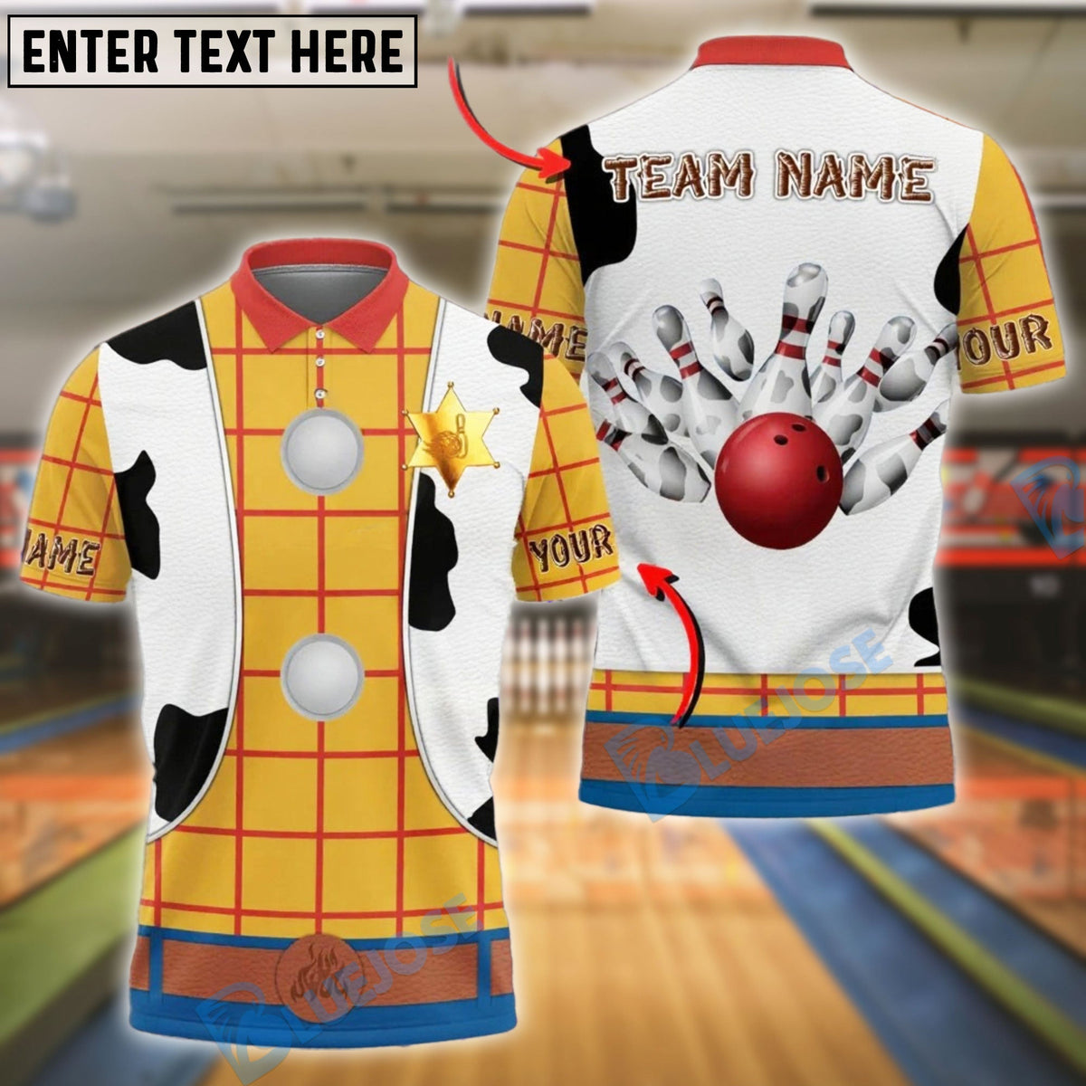 BlueJose Bowling Cowboy Sheriff Woody Personalized Name, Team Name 3D Shirt