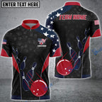 BlueJose Bowling And Pins American Flag Customized Name, Team Name 3D Shirt (4 Options)