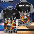 BlueJose Bowling And Pins Diamond Broken Customized Name, Team Name 3D Shirt (4 Colors)