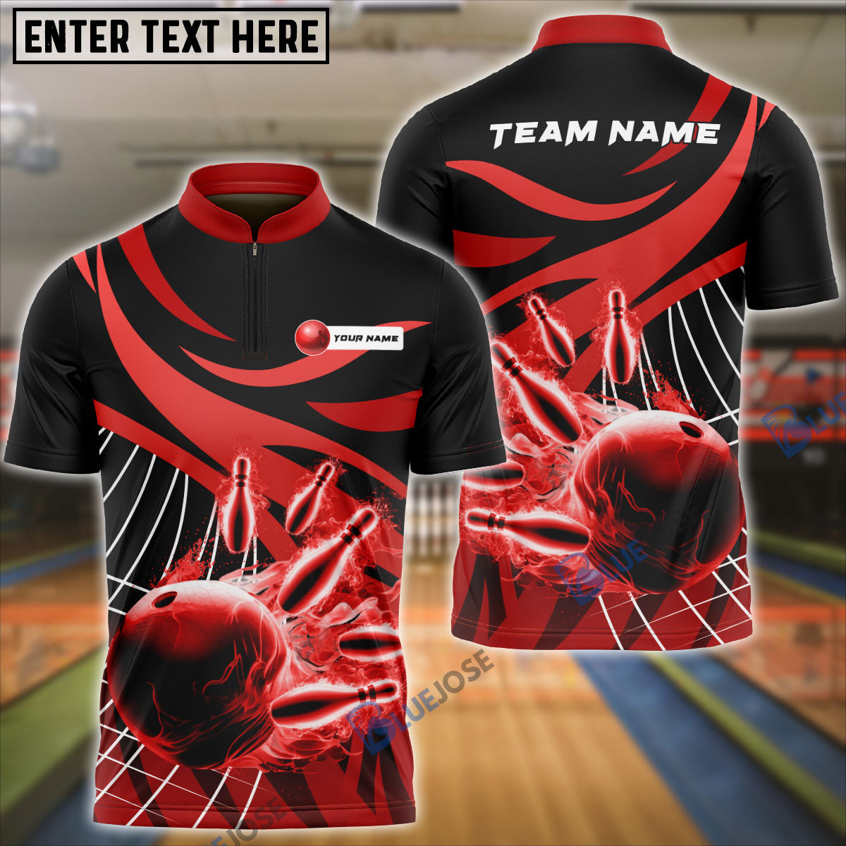 BlueJose Bowling And Pins Broken Pattern Customized Name, Team Name 3D Shirt (4 Colors)