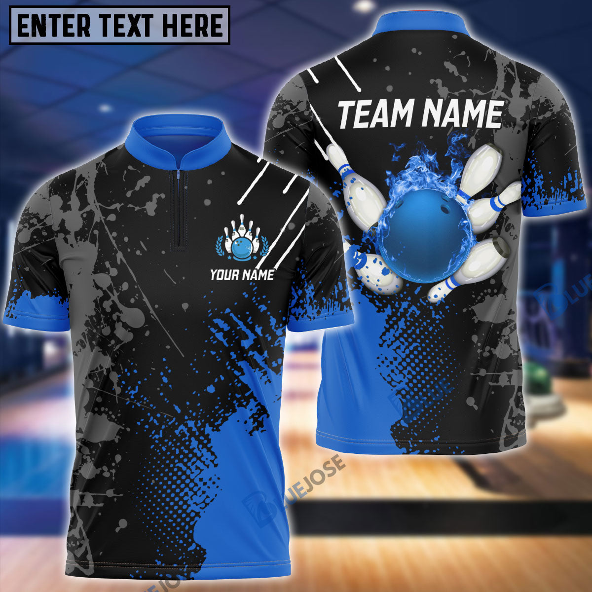 BlueJose Personalized Name Paint Fire Bowling And Pins Multicolor 3D Shirt