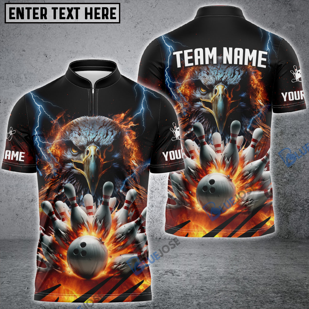 BlueJose Eagle Power Bowling And Pins Customized Name 3D Shirt