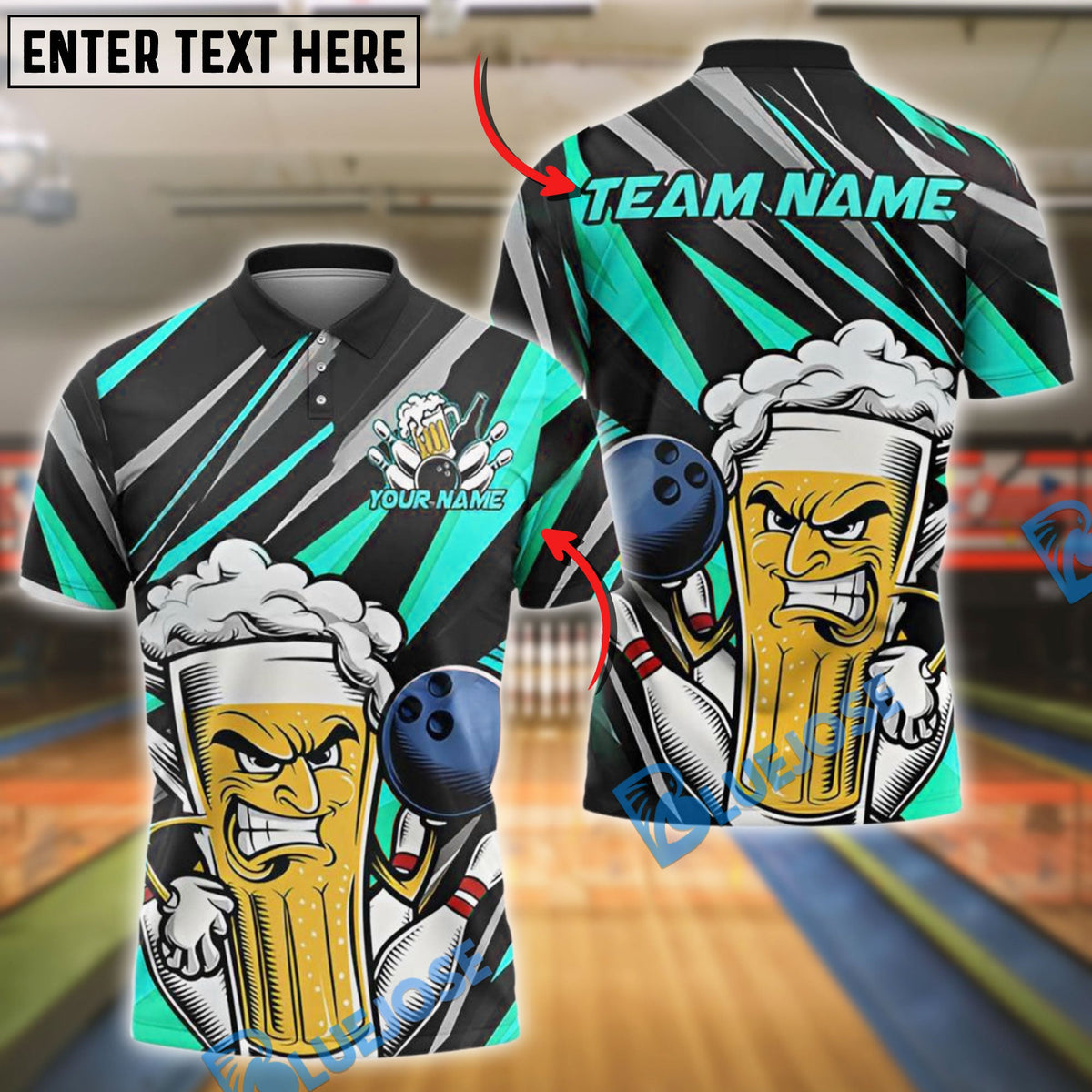 BlueJose Bowling And Pins Funny Beer Customized Name 3D Shirt (4 Colors)