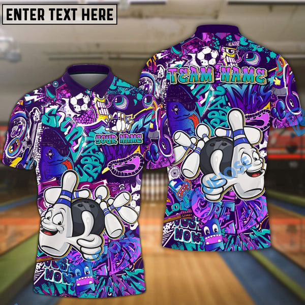 BlueJose Bowling And Pins Funny Graffiti Customized Name 3D Shirt (4 Colors)