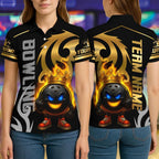 BlueJose Bowling And Pins King Pins Flame Premium Customized Name, Team Name 3D Shirt (4 Colors)