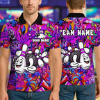 BlueJose Bowling And Pins Funny Graffiti Customized Name, Team Name 3D Shirt (4 Colors)