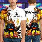 BlueJose Bowling And Pins King Flame Ball 2 Customized Name, Team Name 3D Shirt (4 Colors)