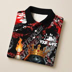 BlueJose Bowling And Pins King Flame Ball Customized Name, Team Name 3D Shirt (4 Colors)