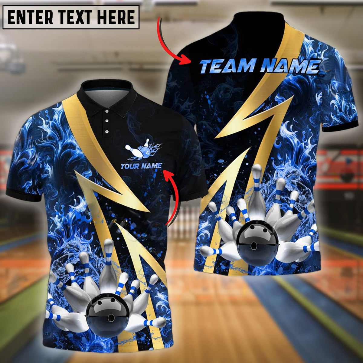 BlueJose Bowling And Pins Flame Smoke Customized Name 3D Shirt ( 6 Colors)