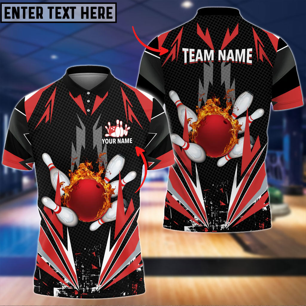 BlueJose Bowling And Pins Thunder Pattern Multicolor Personalized Name 3D Shirt